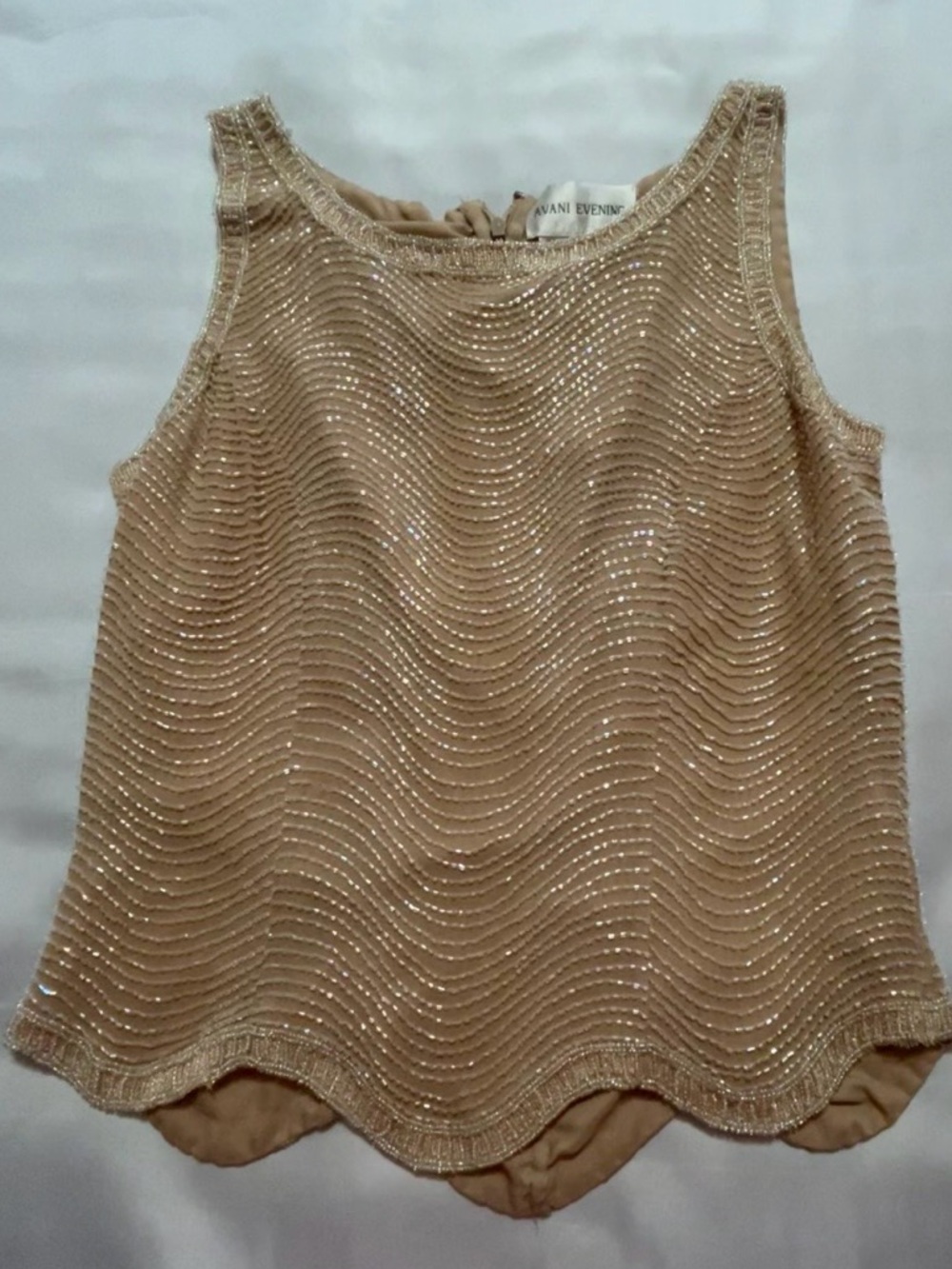 Avani Evening Beaded Champagne Sleeveless Top